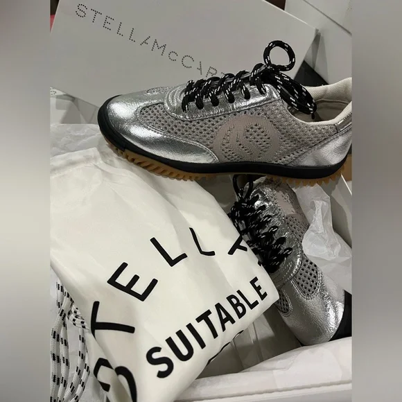 Stella McCartney S-Wave Sport Mesh Silver Sneakers Size 35 EU NIB - Picture 5 of 5